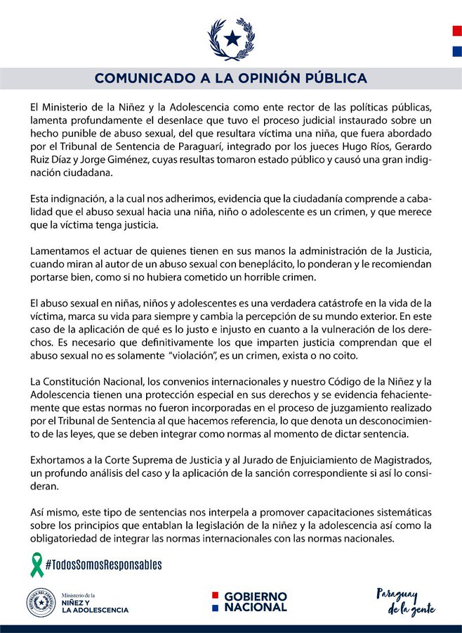 comunicado niñez y adolecencia