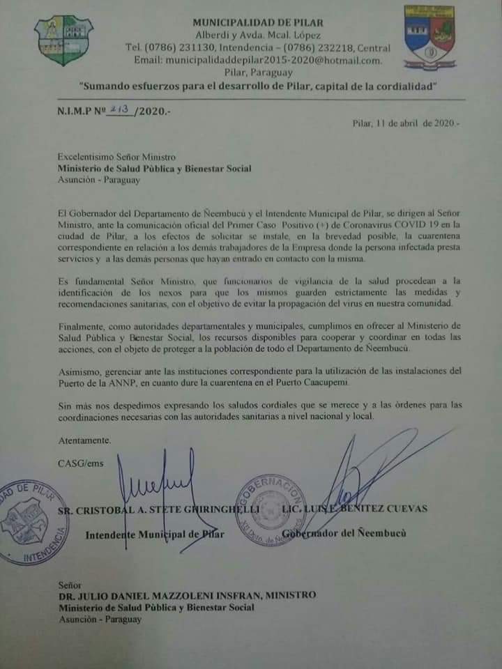 intendente y gobernador de ñeembucu