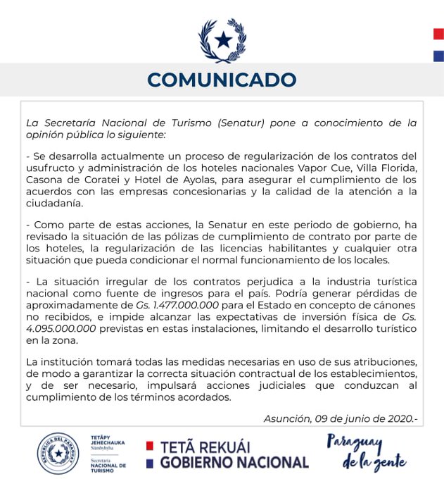 comunicado senatur