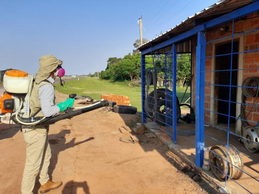 Un funcionario del SENEPA realiza tareas de fumigación