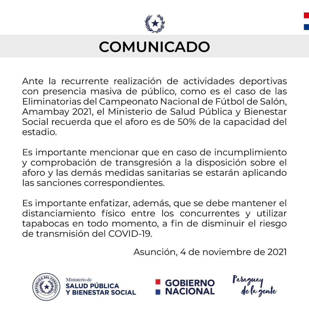 comunicado salud futsal