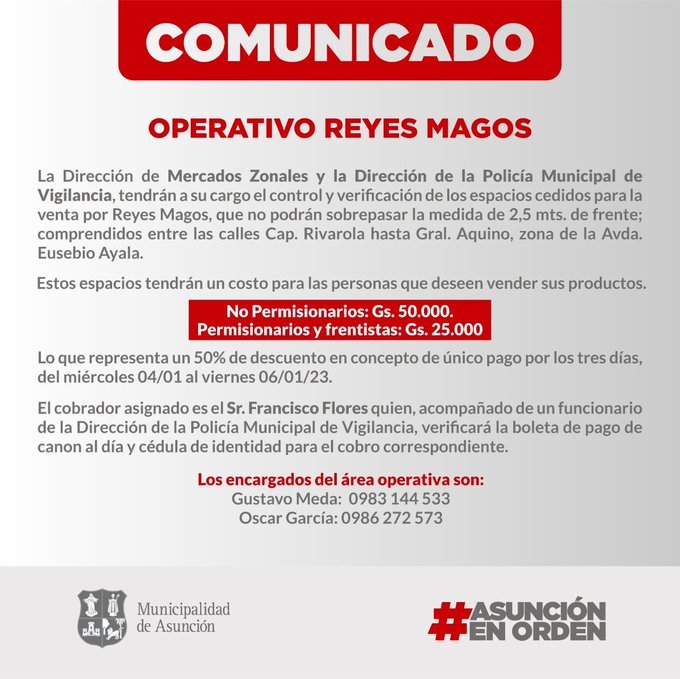 asunción operativo reyes magos