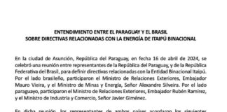 Documento firmado entre Paraguay y Brasil
