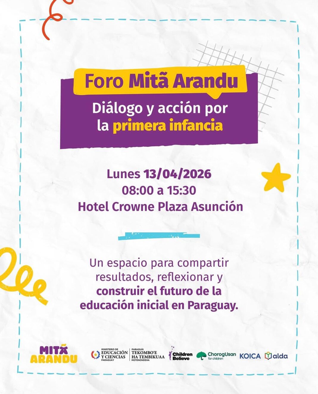 Organizan Foro Mitã Arandu, el diálogo y acción por la primera infancia