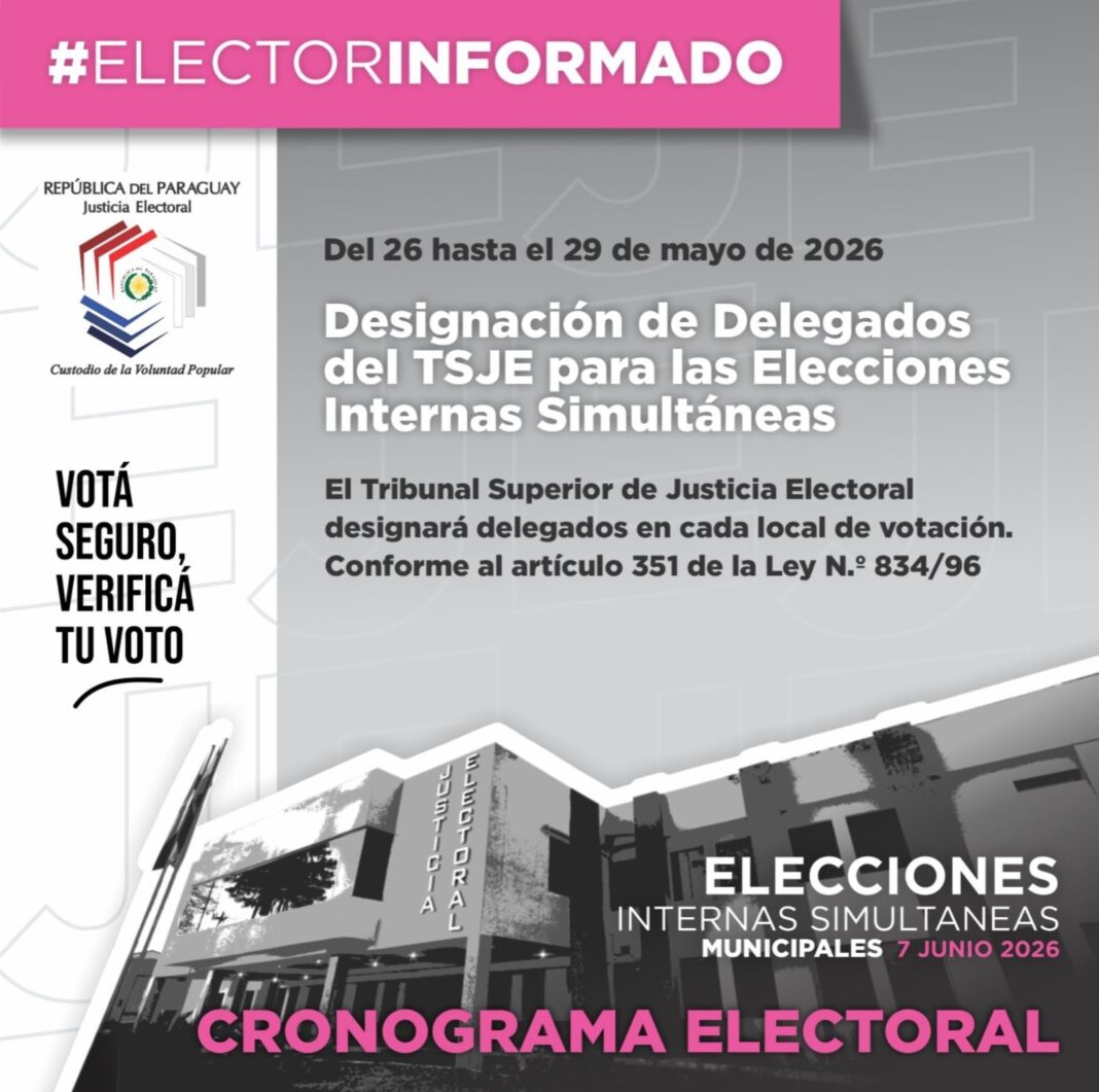 TSJE inicia designación de delegados para Elecciones Internas Simultáneas
