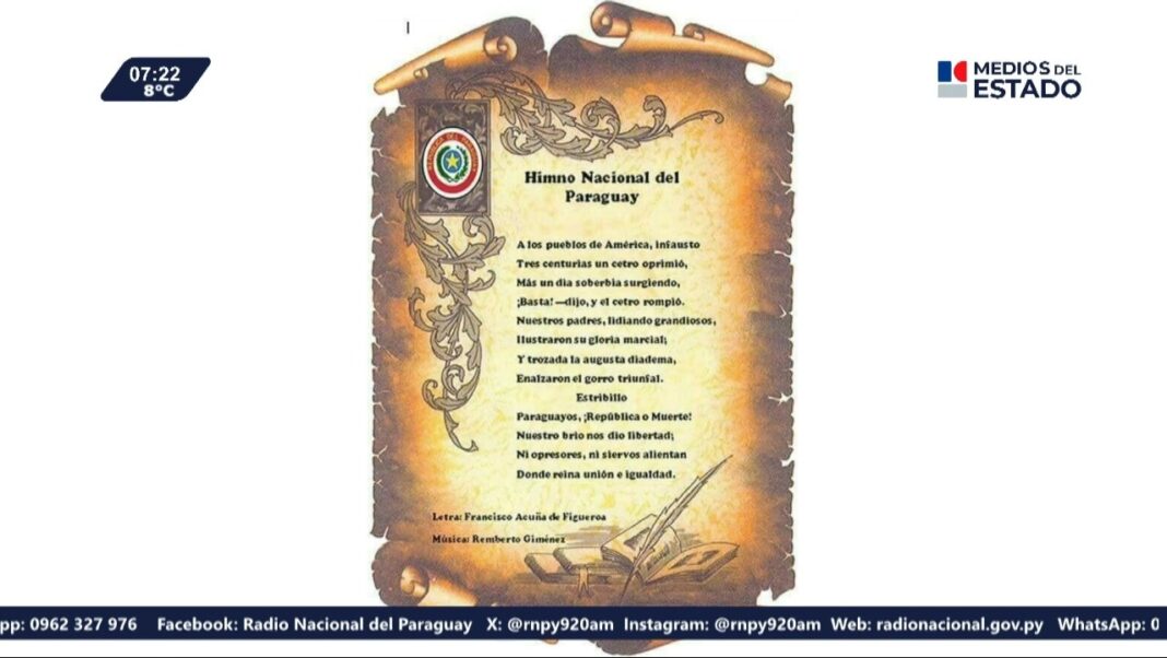 Conmemoran el Día del Himno Nacional Paraguayo