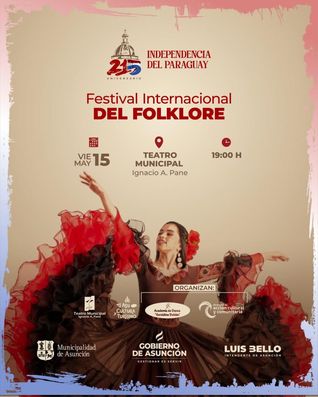 El Festival Internacional del Folklore se realiza el 15 de mayo en el Teatro Municipal de Asunción