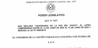 Presidente de la República promulga leyes que establecen disposiciones para preservar memoria histórica de la Guerra del Chaco
