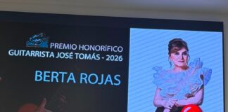 Berta Rojas recibe Premio Honorífico Guitarrista José Tomás 2026 en el Festival Internacional de Guitarra de Petrer